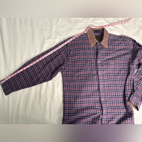 Vintage Eddie Bauer Bainbridge Flannel Shirt M - Corduroy Collar 90s Outdoorsy - Picture 8 of 10